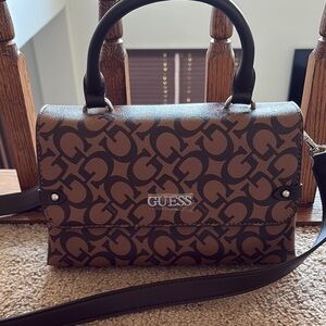 Guess “Castalia” Brown Crossbody Bag with silver Accents; NWT